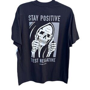 Lurking Class By Sketchy Tank Stay Positive Test Negative L Black Graphic Tee